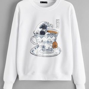 NWOT Printed White Sweatshirt